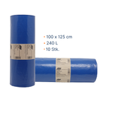 LDPE Müllsack - Abfallsack 100 x 125 cm, 240 L, 80µm – Starker Müllbeutel 10 Stk.