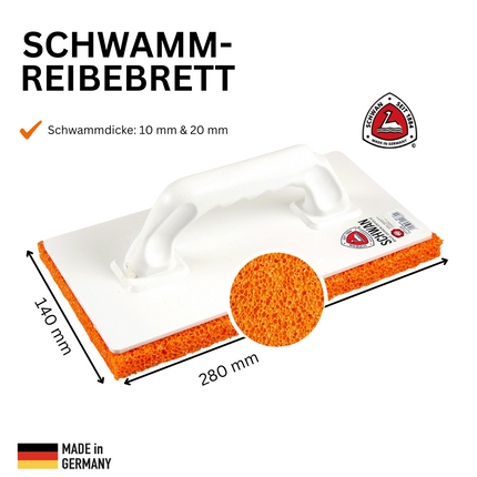 Reibebrett mit Schwammgummi mittelporig