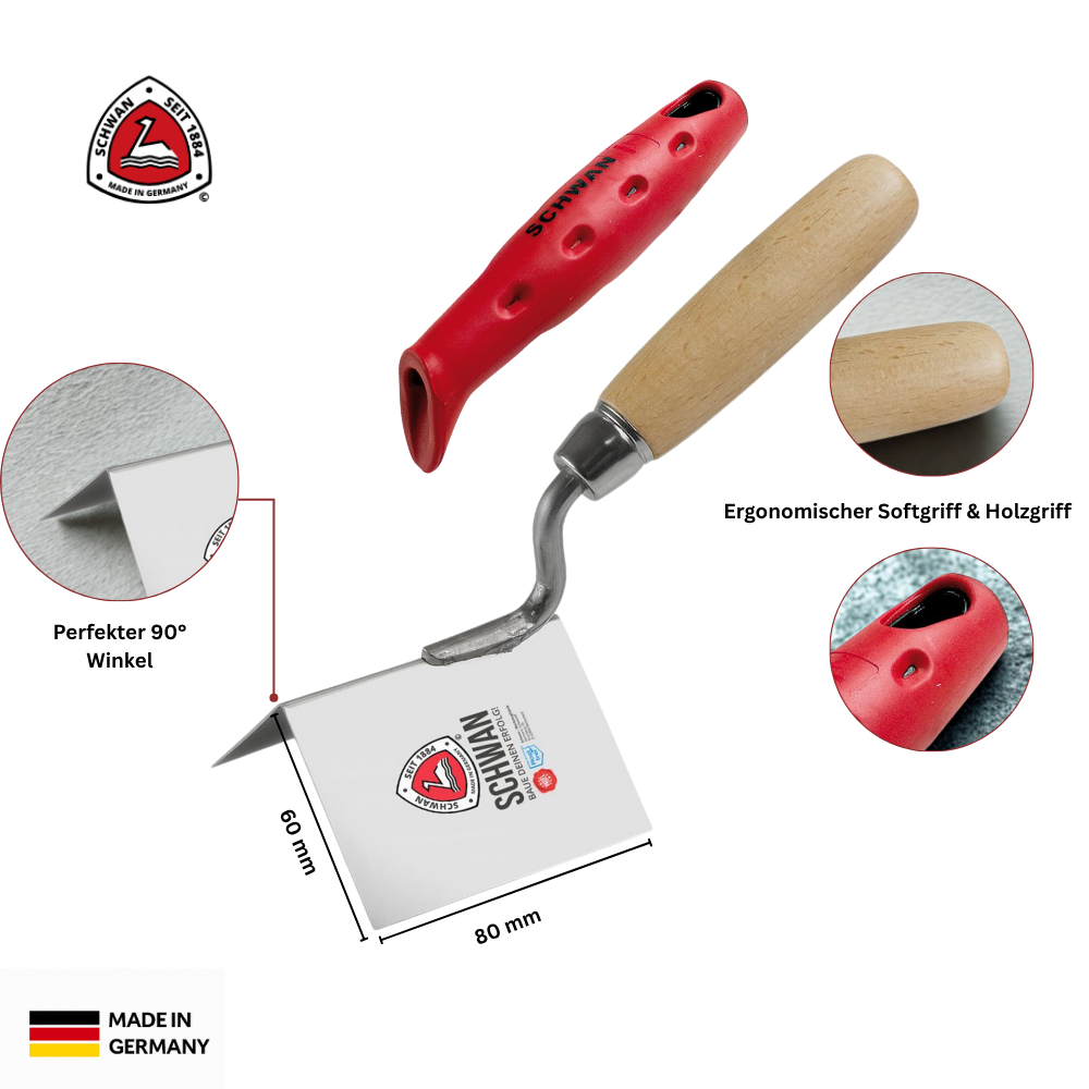 Eckenkelle, außen | 90°, 80x60 mm, rostfrei Außeneckenkelle, Kantenkelle, Eckspachtel 90° Winkel, Eckenkelle