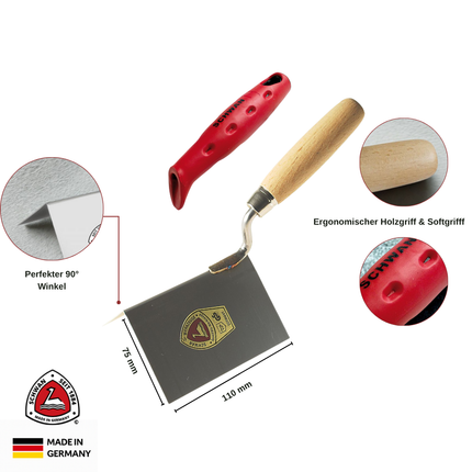 Eckenkelle, außen | 90°, 110x75 mm, rostfrei, Handwerkerqualität