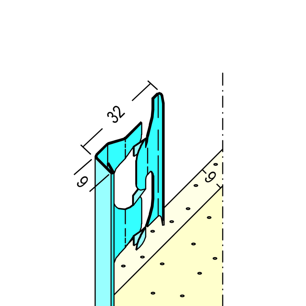 Profilé de finition pour enduit intérieur (9 mm)
