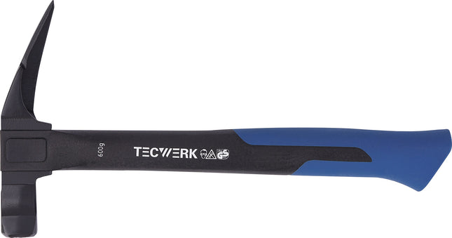 Latthammer 600 g mit Magnet, geraut, schwarz lackiert, Mehrkomponenten-Nylonstiel – TECWERK
