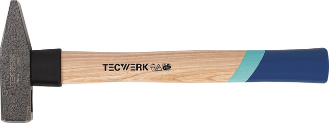 TECWERK Schlosserhammer 500g, Hickorystiel 320mm, DIN 1041, mit Nylonschutzhülse – 500 g