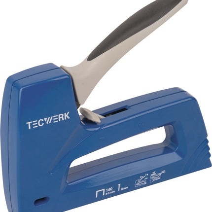 TECWERK Handtacker aus Aluminium-Druckguss für Klammern bis 14 mm und Nägel bis 16 mm