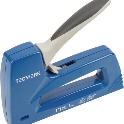 TECWERK Handtacker aus Aluminium-Druckguss für Klammern bis 14 mm und Nägel bis 16 mm