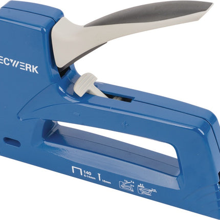TECWERK Handtacker aus Aluminium-Druckguss für Klammern bis 14 mm und Nägel bis 16 mm