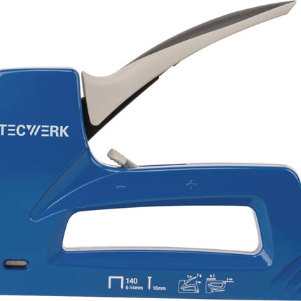 TECWERK Handtacker aus Aluminium-Druckguss für Klammern bis 14 mm und Nägel bis 16 mm
