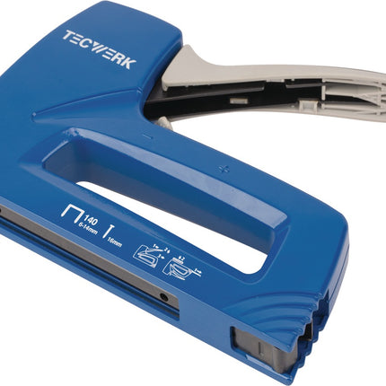 TECWERK Handtacker aus Aluminium-Druckguss für Klammern bis 14 mm und Nägel bis 16 mm