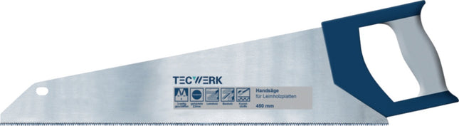 TECWERK Handsäge 450 mm Blattlänge, 11 Zähne pro Zoll, 2-Komponenten-Komfortgriff