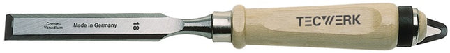 Stechbeitel Schneiden-B.4mm m.Zwinge Weißbuchenh.Ulmer Form CV-Stahl TECWERK – Zwinge