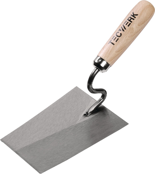 Maurerkelle 180 x 125 mm, S-Hals, rostfreier Edelstahl, Buchenholzheft – TECWERK