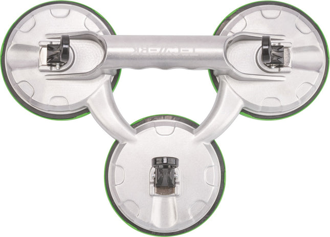 TECWERK Saugheber 100 kg, 3 Saugköpfe, Kopf-Ø 118 mm, Aluminium