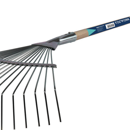 TECWERK Fächerbesen Arbeitsbreite 415 mm, Metall/Holz, mit Stiel, 22 Zinken – Metall Holz