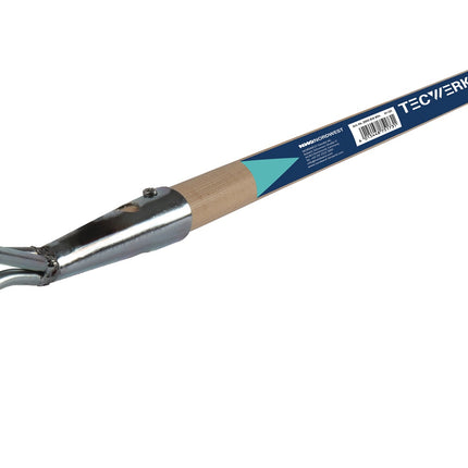 TECWERK Grubber 75 mm, 3 Zinken, Stahl/Holz – Handgrubber mit 1,40 m Stiel – Stahl Holz