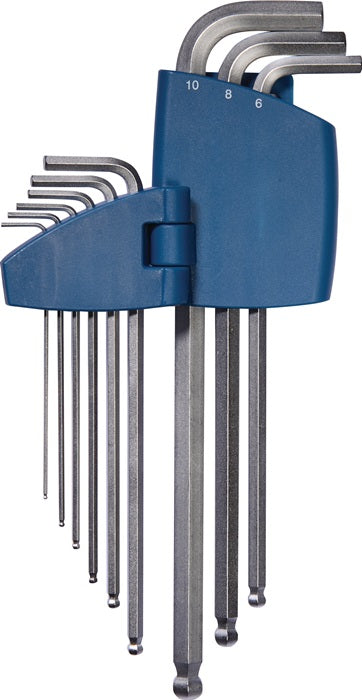 Winkelschraubendreher-Satz 9-teilig Kunststoffhalter SW 1,5 - 10 mm lang Kugelkopf