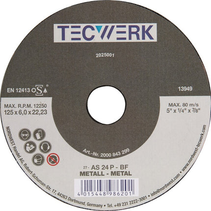 Schruppscheibe – Action D125xS6mm gekröpft Bohrung 22,23 mm 10 Stück