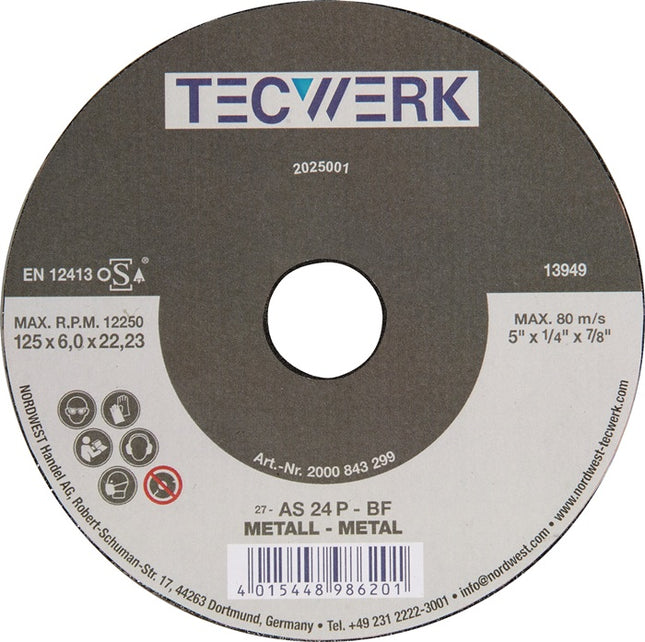 Schruppscheibe – Action D125xS6mm gekröpft Bohrung 22,23 mm 10 Stück