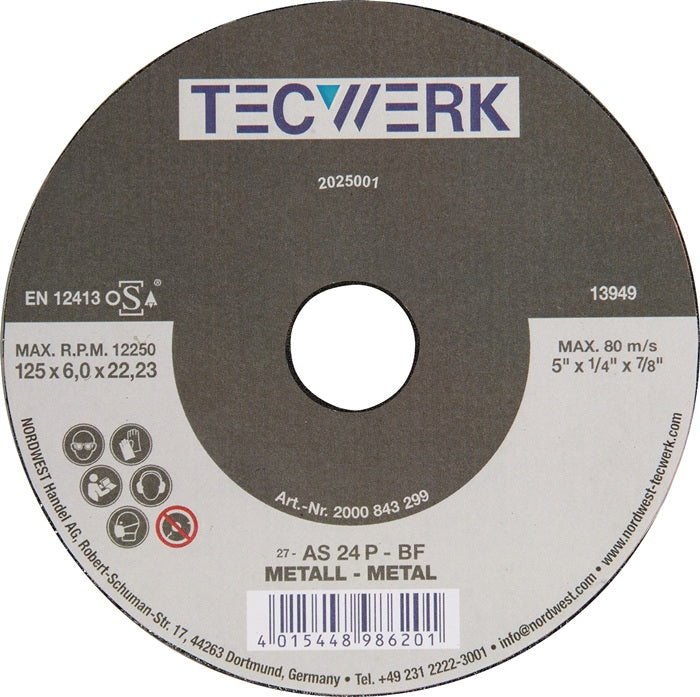 Schruppscheibe Action D125xS6mm gekröpft Bohrung 22,23 mm 10 Stück