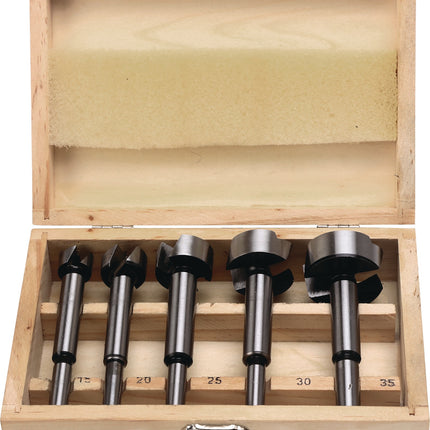 TECWERK Forstnerbohrer-Satz 5-teilig Ø 15, 20, 25, 30, 35 mm – Zentrierspitze für präzises Anbohren