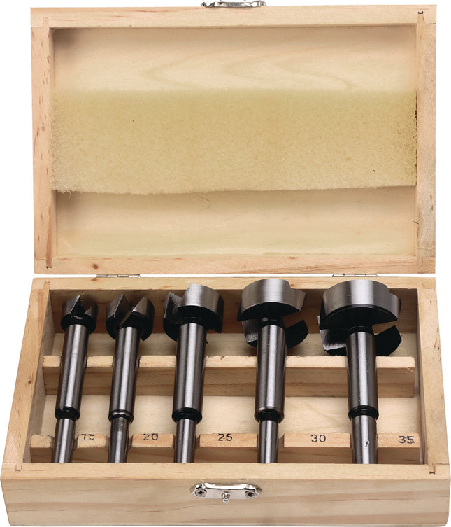 TECWERK Forstnerbohrer-Satz 5-teilig Ø 15, 20, 25, 30, 35 mm – Zentrierspitze für präzises Anbohren