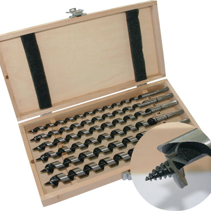 TECWERK Schlangenbohrer-Satz 8-teilig, 6-20 mm, 320 mm, in Holzkassette