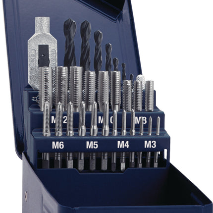 Gewindebohrer-Satz DIN 352 M3-M12 29 teilig HSS TECWERK – 29-teiliges Set für metrische ISO-Gewinde