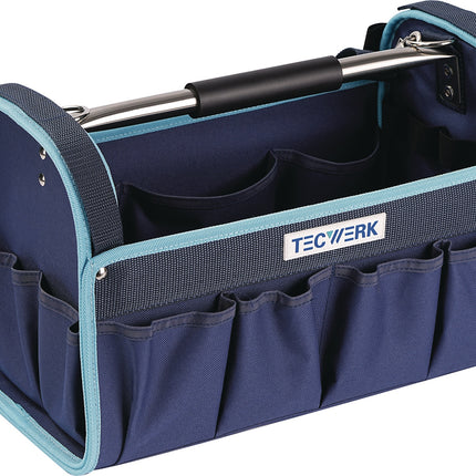 TECWERK Werkzeugtasche 400x250x200 mm Nylon, unbestückt, schwarz – Stabiles Nylongewebe