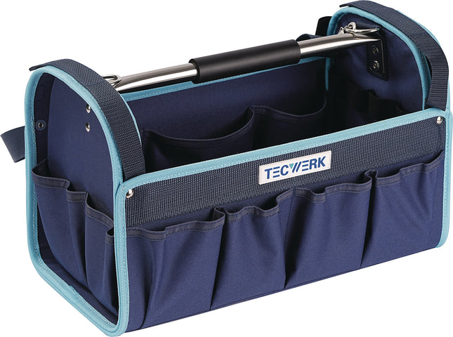 TECWERK Werkzeugtasche 400x250x200 mm Nylon, unbestückt, schwarz – Stabiles Nylongewebe