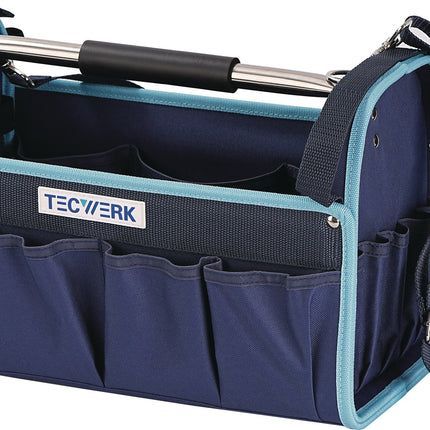 TECWERK Werkzeugtasche 400x250x200 mm Nylon, unbestückt, schwarz – Stabiles Nylongewebe