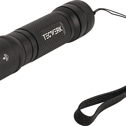 TECWERK LED-Taschenlampe 1000 lm Li-Ion 205 m – wiederaufladbar, IP66, 5 Leuchtstufen