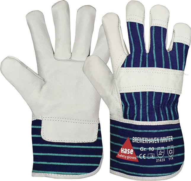 Handschuhe Bremerhaven Winter Größe 10 natur/blau EN 388 EN 511 PSA-Kategorie II