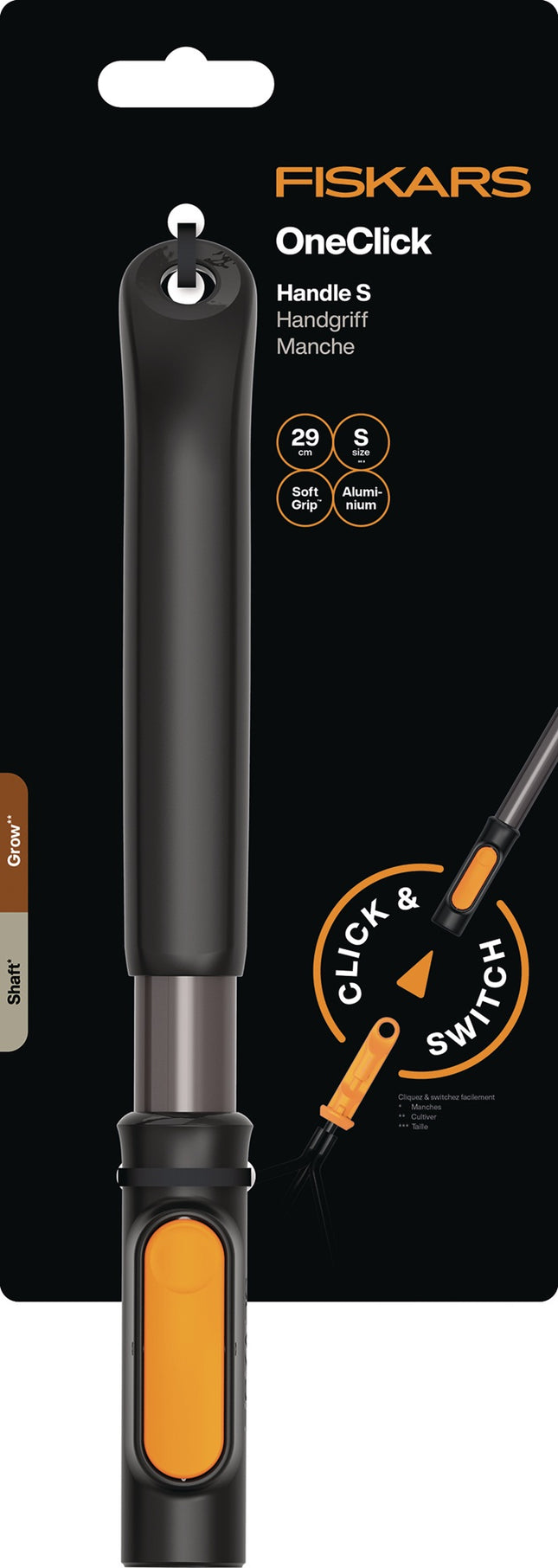 Fiskars OneClick S Handgriff, 292 mm, gehärtetes Aluminium, Größe S – 100 g, für Langlebigkeit, kleinere Hände