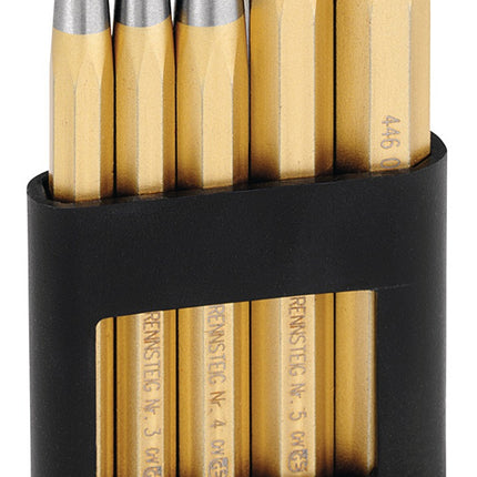 Rennsteig Nietkopfsetzer-Satz DIN 6435, 5-teilig, Niet-Ø 2–6 mm – 5-teiliger Satz nach, Lieferung im Kunststoffhalter