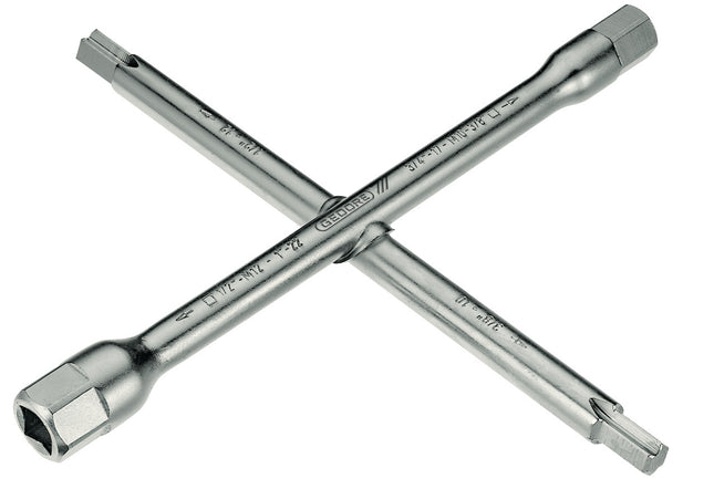 GEDORE Sanitärkreuzschlüssel 378500, 220 x 220 mm, 14-Fach-Funktion – für vielfältige Sanitärarbeiten
