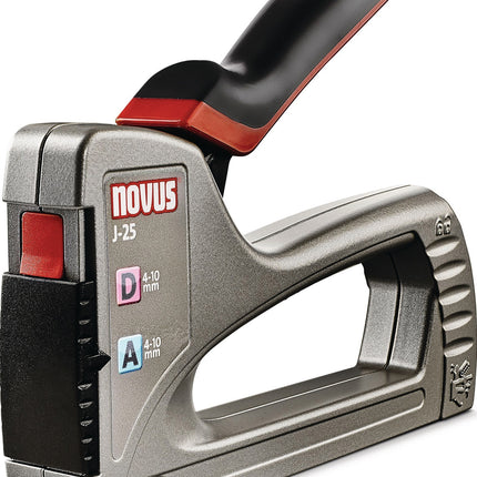 NOVUS Handtacker J-25 metal power Zink-Druckguss – robuster Tacker für Klammern 4–10 mm