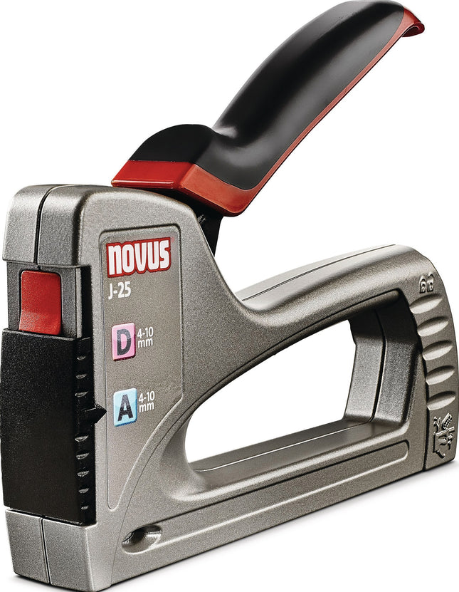 NOVUS Handtacker J-25 metal power Zink-Druckguss – robuster Tacker für Klammern 4–10 mm