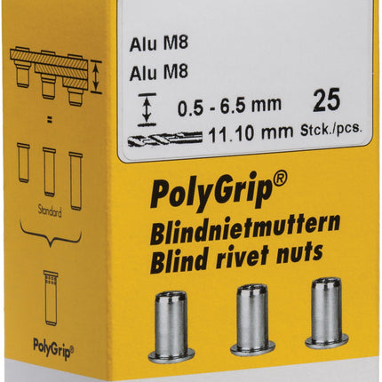 GESIPA Blindnietmutter PolyGrip® M6 Alu 9x18 mm, 25 Stück