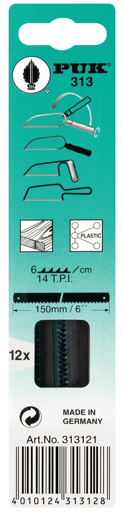Sägeblatt 150 mm x 6 mm, grobe Zahnung, für Holz, 12 Stück pro Karton – PUK