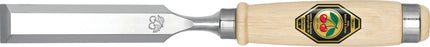 Stechbeitel – KIRSCHEN, Schneidenbreite 10 mm, mit 2 Stahlzwingen, Weißbuchenheft Ulmer Form, DIN 5139 B