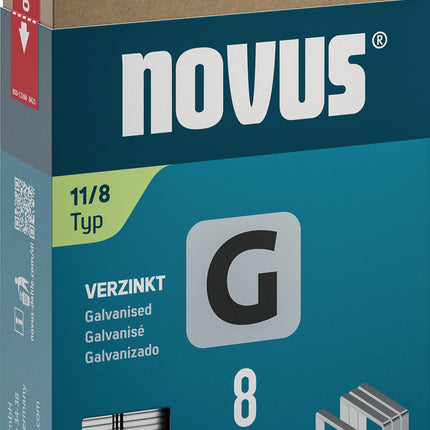NOVUS Flachdrahtklammer G Typ 11 – 10,6 x 8 mm, 1,25 mm Draht, 1200 Stück