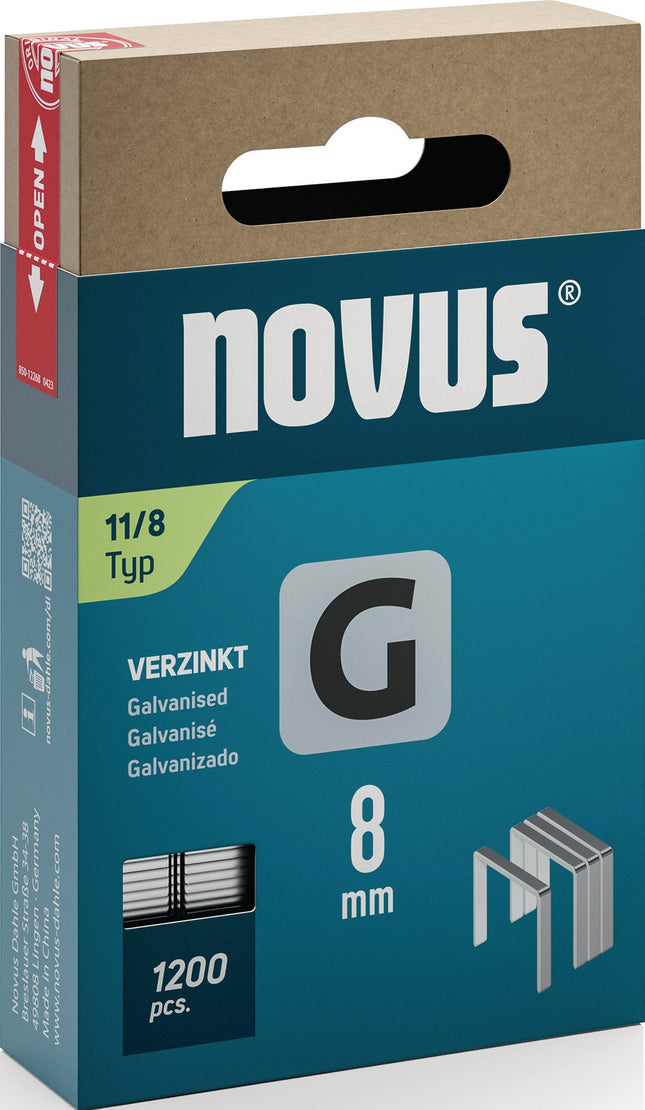Flachdrahtklammer G Typ 11 – 10,6 x 8 mm, 1,25 mm Draht, 1200 Stück – NOVUS