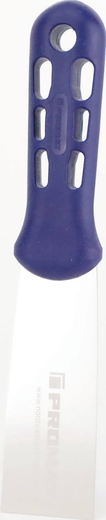 PROMAT Malerspachtel 40 mm, hochglanz-poliert, flachovaler blauer Kunststoffheft, rostfreier Edelstahl