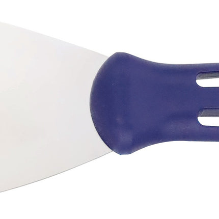 PROMAT Malerspachtel 40 mm, hochglanz-poliert, flachovaler blauer Kunststoffheft, rostfreier Edelstahl