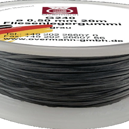 OVERMANN Fliesenlegergummi Länge 20 m Stärke 0,5 mm für Spannecken grau