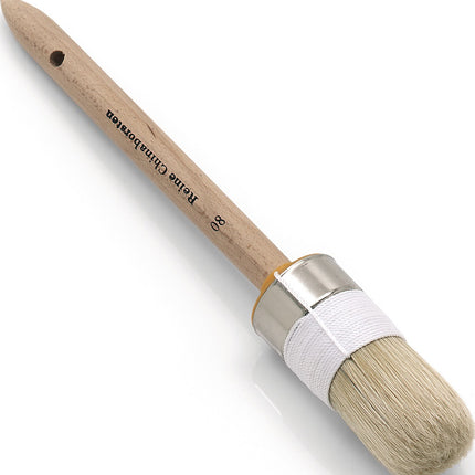 Nölle Ringpinsel Größe 2, helle Chinaborste, 70mm Borstenlänge, Ø 20mm, roher Holzstiel