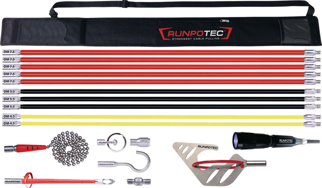 19-teilig Runpostick Comfort RUNPOTEC – Elektroinstallations-Set für Kabelzug