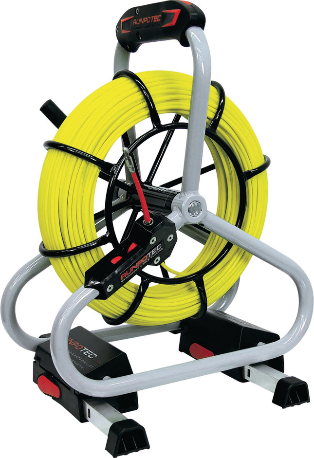 Glasfaserstab Profi-Set 60m, Ø 4,5mm, Biegeradius 120mm, mit Stahlhaspel – RUNPOTEC