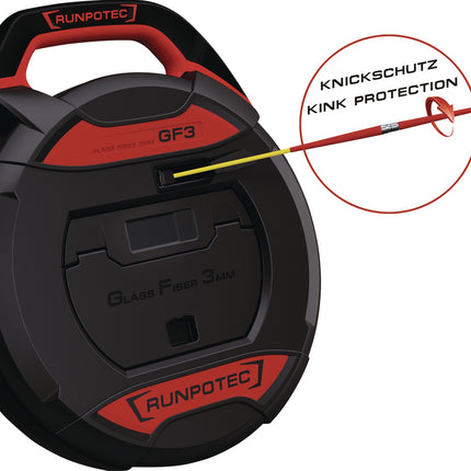 RUNPOTEC Kabeleinziehgerät GF3, Glasfaserstab Ø 3 mm, 20 m Bandlänge, ohne Meterzähler