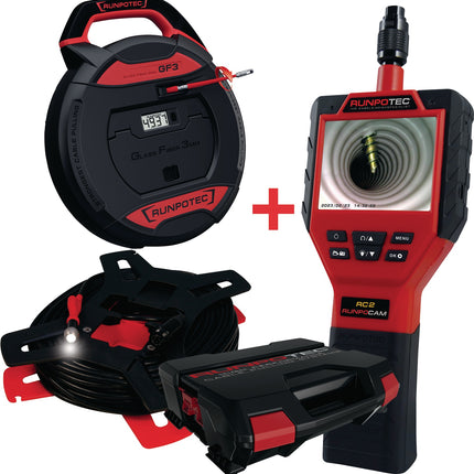RUNPOTEC Rohrkamera RUNPOCAM RC2 mit 30 m Glasfaserstab GF3