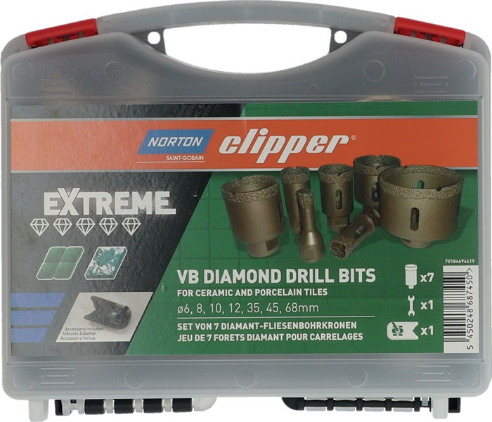 Fliesenbohrkoffer Extreme VB 6/8/10/12/35/45/68 mm Typ Sanitär 9-teilig